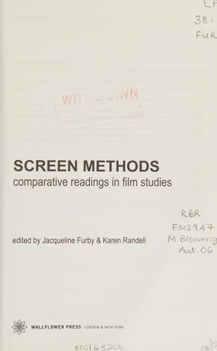 Screen Methods: Comparative Readings in Film Studies