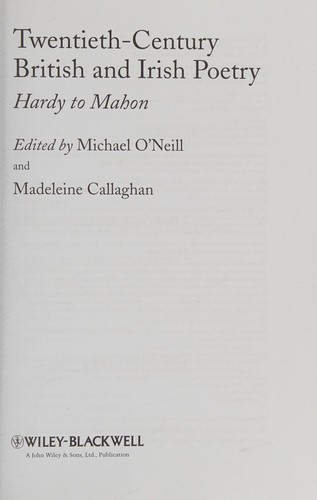 Twentieth-Century British and Irish Poetry