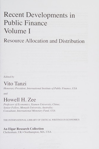 Recent Developments in Public Finance