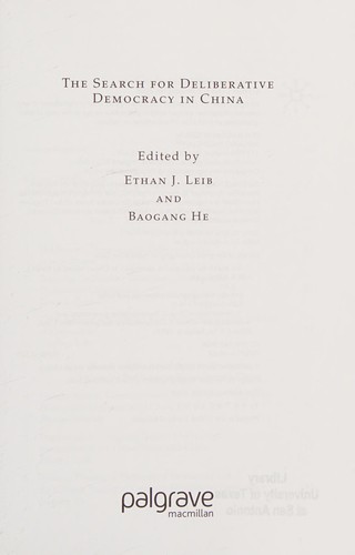 Search for Deliberative Democracy in China