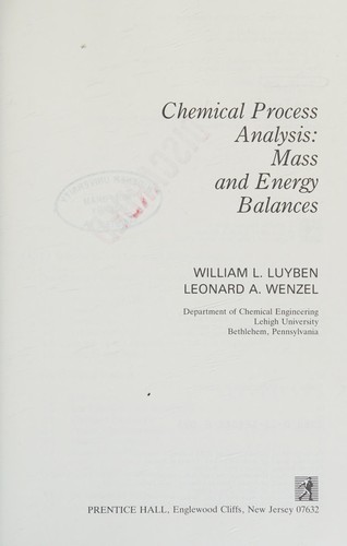 Chemical Process Analysis