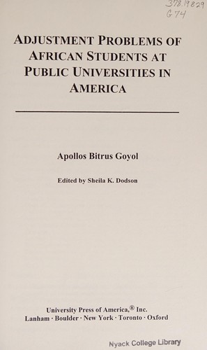 Adjustment Problems of African Students at Public Universities in America