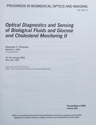 Optical Diagnostics and Sensing of Biological Fluids and Glucose and Cholesterol Monitoring II