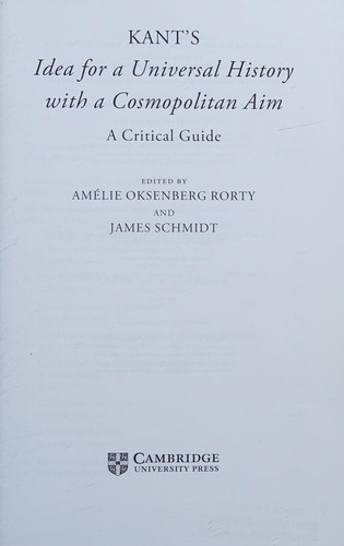 Essays on Kant's "Idea for a universal history with a cosmopolitan aim"