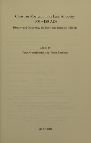 Christian martyrdom in late antiquity (300-450 AD)