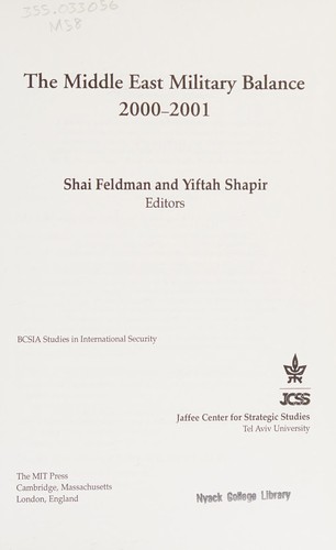 The Middle East Military Balance, 2000-2001
