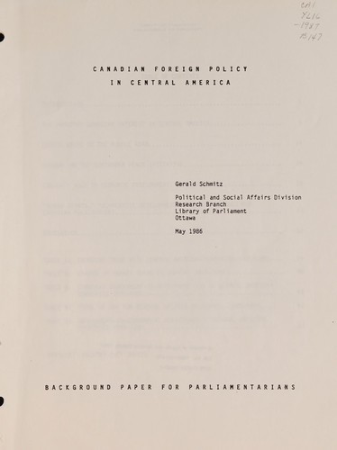 Canadian Foreign Policy in Central America