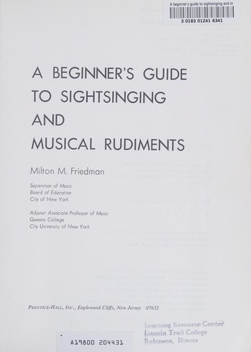A beginner's guide to sightsinging and musical rudiments
