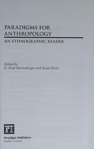 Paradigm for anthropology