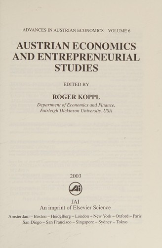 Austrian economics and entrepreneurial studies
