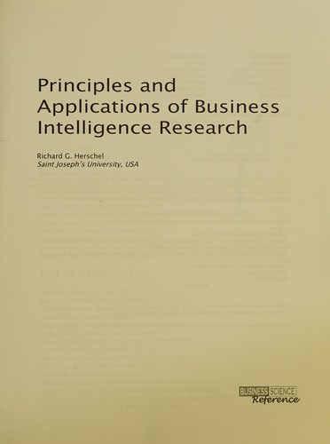 Principles and Applications of Business Intelligence Research