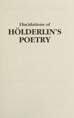 Elucidations of Hölderlin's Poetry