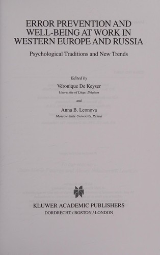 Error Prevention and Well-being at Work in Western Europe and Russia