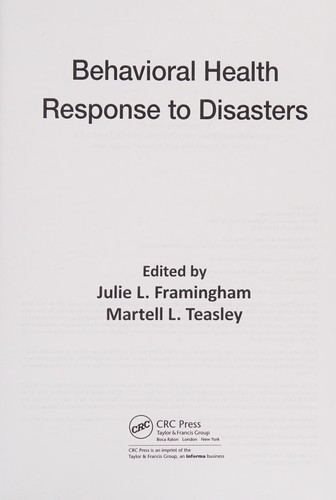 Behavioral health response to disasters