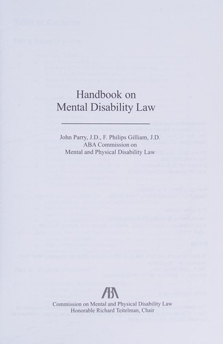 Handbook on Mental Disability Law