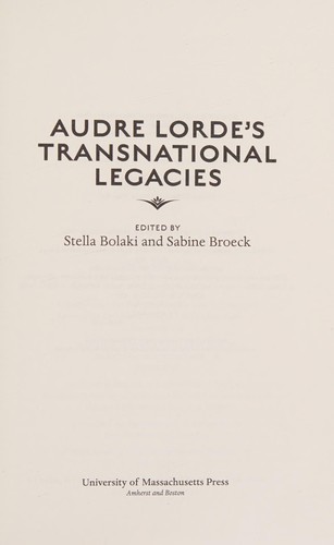 Audre Lorde's Transnational Legacies