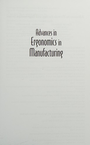 Advances in Ergonomics in Manufacturing