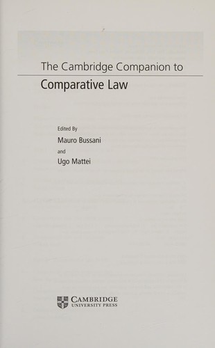 The Cambridge Companion to Comparative Law