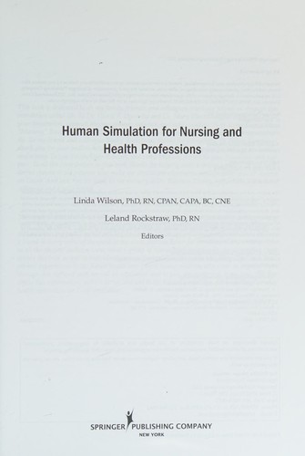 Human Simulation for Nursing and Health Professions