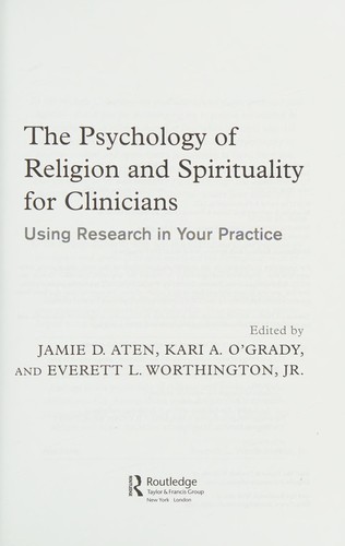 The Psychology of Religion and Spirituality for Clinicians