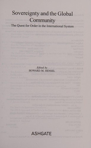 Sovereignty and the Global Community: The Quest for Order in the International System