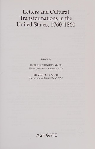 Letters and cultural transformations in the United States, 1760-1860