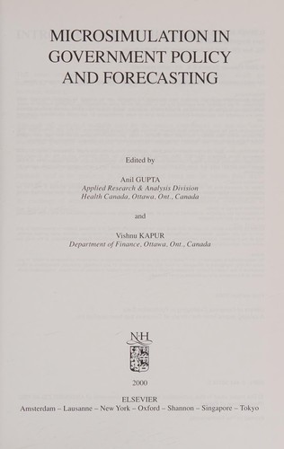 Microsimulation in government policy and forecasting