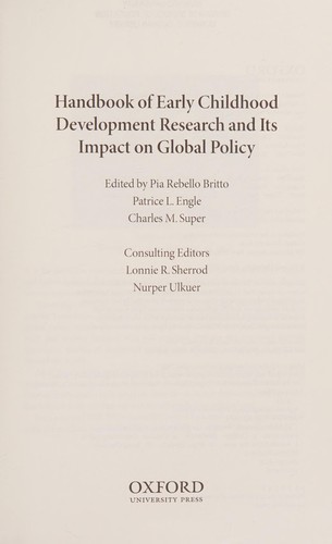 Handbook of Early Childhood Development Research and Its Impact on Global Policy