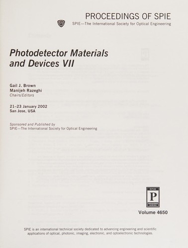 Photodetector Materials and Devices VII