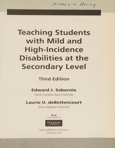 Teaching Students with Mild and High Incidence Disabilities at the Secondary Level