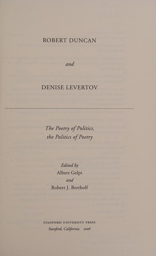 Robert Duncan and Denise Levertov