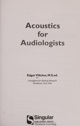 Acoustics for Audiologists