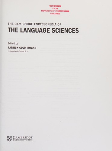 The Cambridge encyclopedia of the language sciences