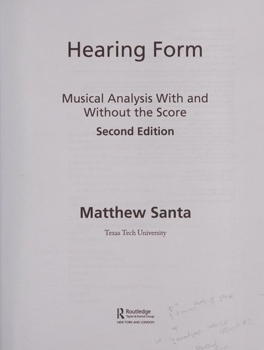 Hearing Form: Musical Analysis with and Without the Score, 2nd edition
