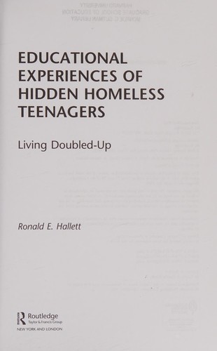 Educational experiences of hidden homeless teenagers