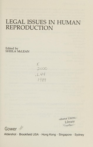 Legal Issues in Human Reproduction