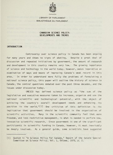 Canadian Science Policy