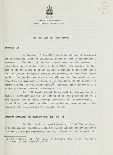 The 1987 Constitutional Accord