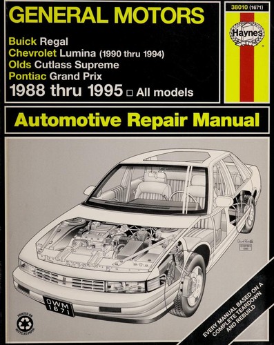 General Motors Buick Regal, Chevrolet Lumina and Monte Carlo (Fwd), Oldsmobile Cutlass Supreme, Pontiac Grand Prix