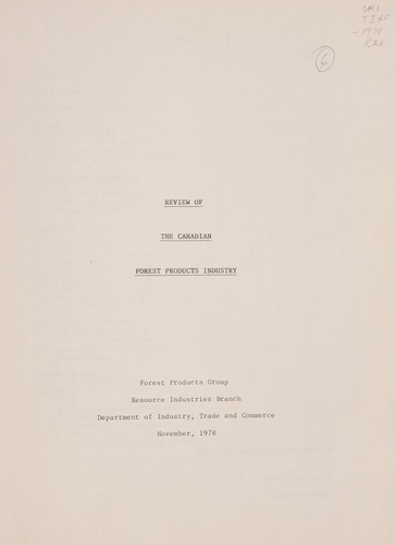 Review of the Canadian forest products industry