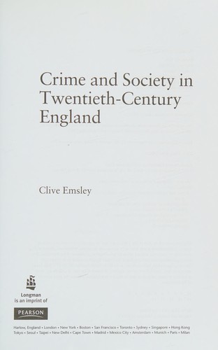 Crime and society in twentieth-century England