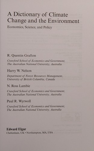 A dictionary of climate change and the environment