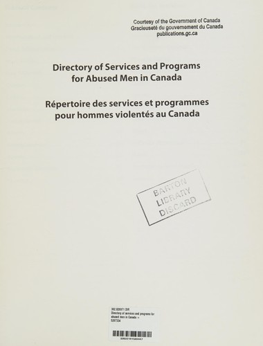 Directory of Services and Programs for Abused Men in Canada