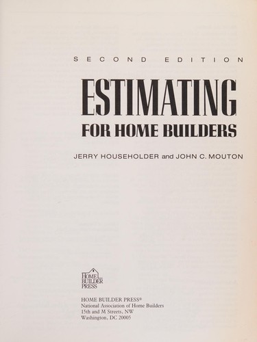 Estimating for Home Builders