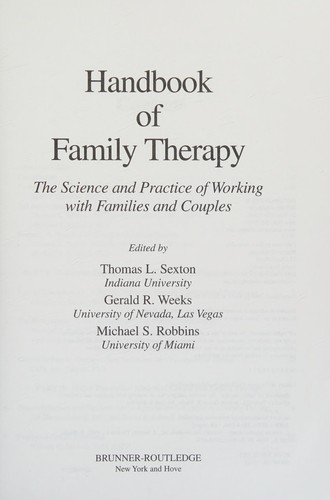Handbook of family therapy