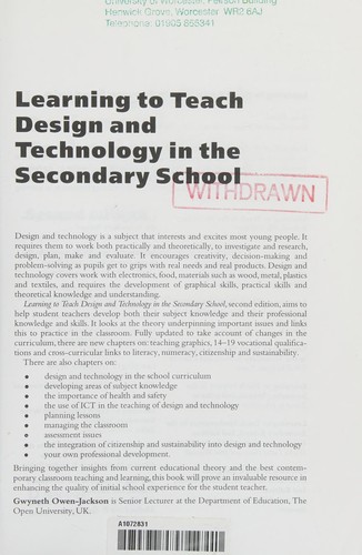 Learning to Teach Design and Technology in the Secondary School