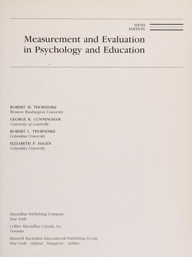 Measurement and Evaluation in Psychology and Education