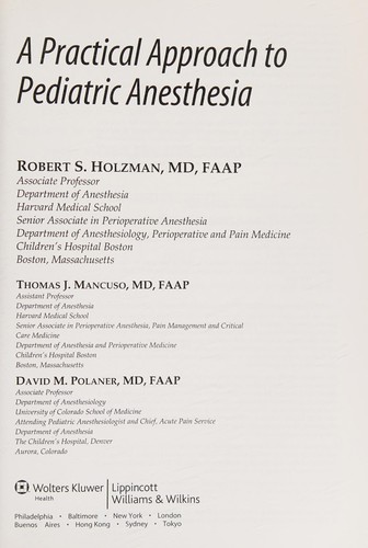 A practical approach to pediatric anesthesia