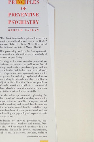 Principles of preventive psychiatry