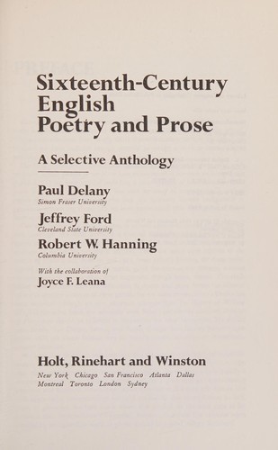 Sixteenth-century English poetry and prose